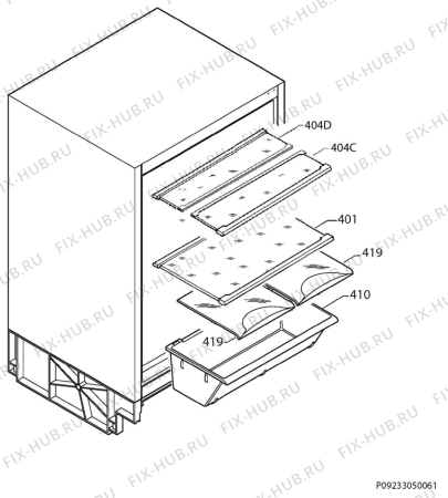 Взрыв-схема холодильника Electrolux ERY1201FOV - Схема узла Internal parts